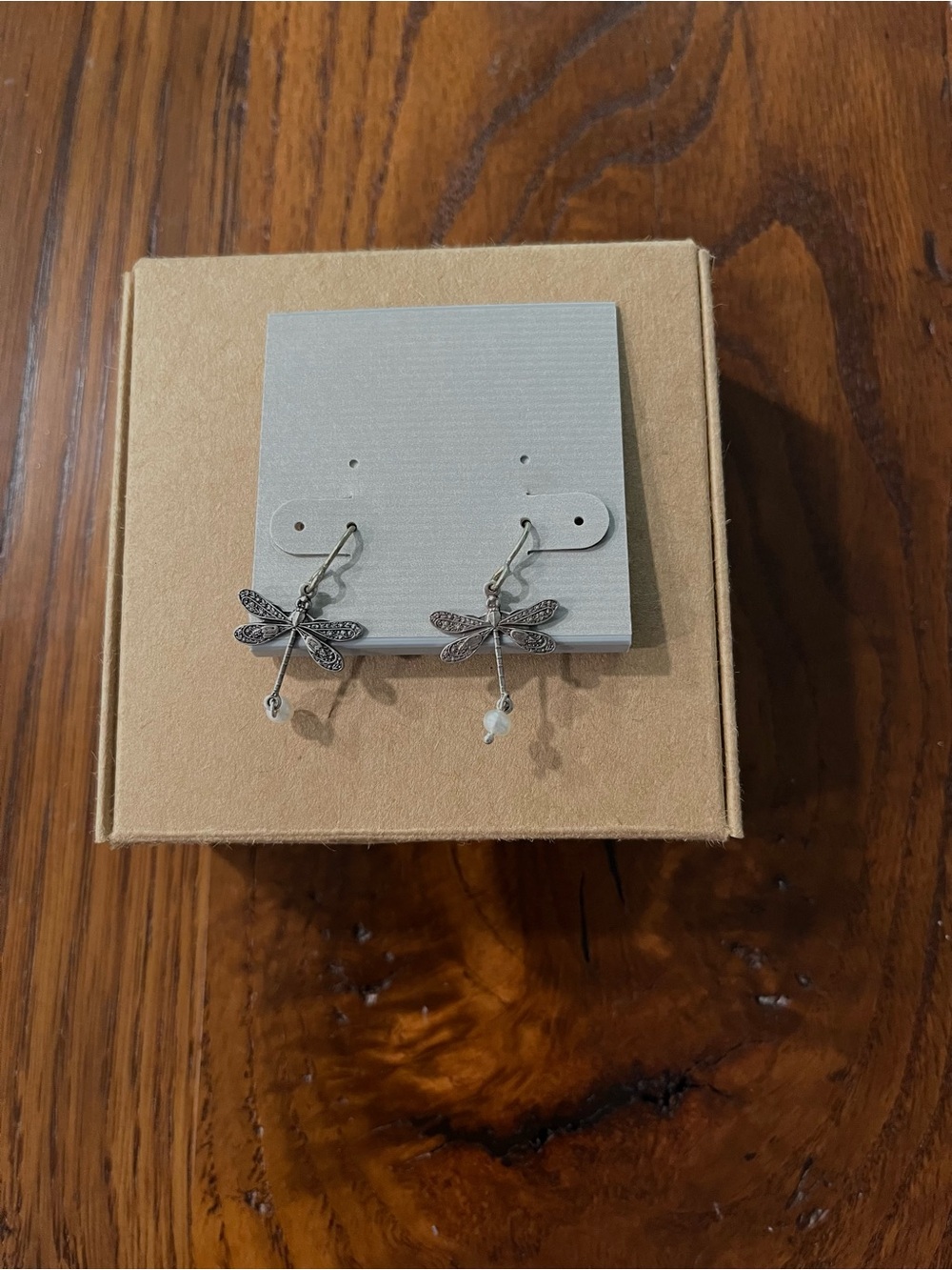 Silver and Freshwater Pearl Dragonfly Earrings
